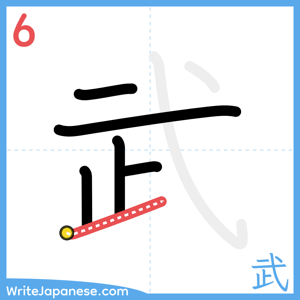 How to write "武" - stroke 6