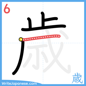 How to write "歳" - stroke 6