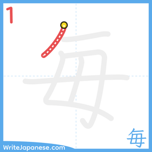 How to write "毎" - stroke 1