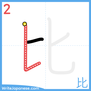 How to write "比" - stroke 2