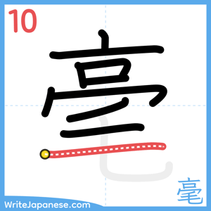 How to write "毫" - stroke 10