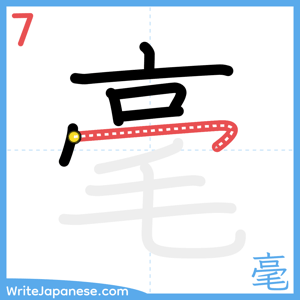 How to write "毫" - stroke 7