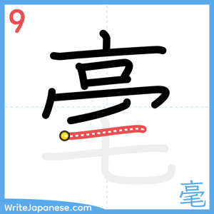 How to write "毫" - stroke 9