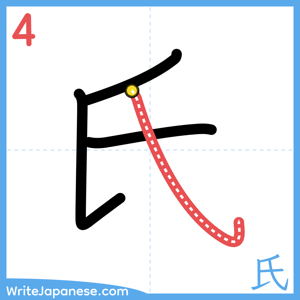 How to write "氏" - stroke 4