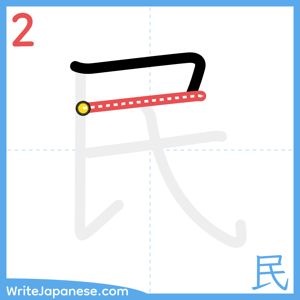 How to write "民" - stroke 2