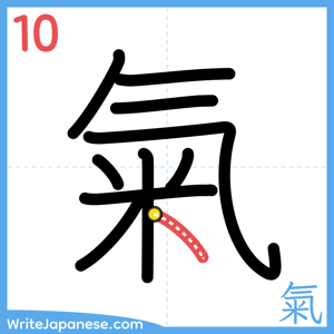 How to write "氣" - stroke 10