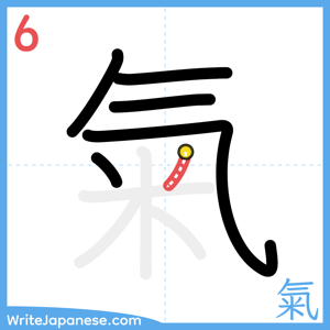 How to write "氣" - stroke 6