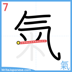 How to write "氣" - stroke 7