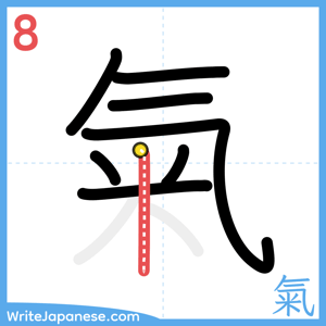How to write "氣" - stroke 8