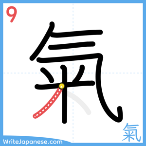 How to write "氣" - stroke 9