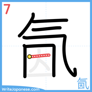 How to write "氤" - stroke 7