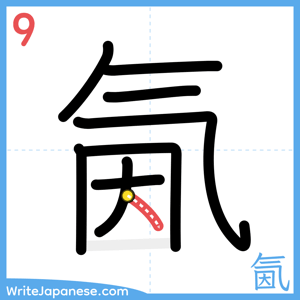 How to write "氤" - stroke 9