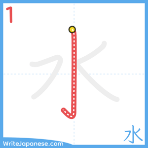 How to write "水" - stroke 1