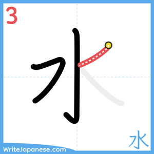 How to write "水" - stroke 3