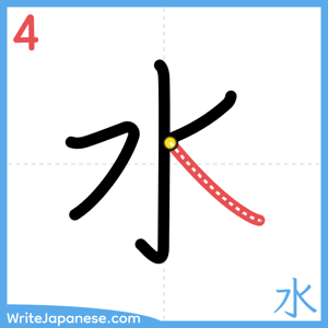 How to write "水" - stroke 4