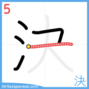 How to write "決" - stroke 5