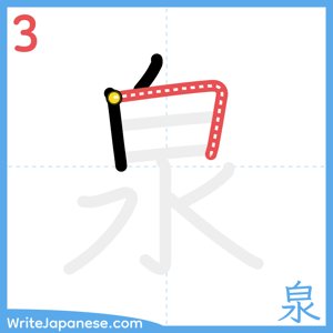How to write "泉" - stroke 3