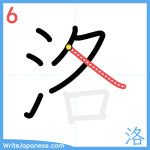 How to write "洛" - stroke 6