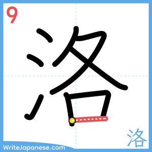 How to write "洛" - stroke 9
