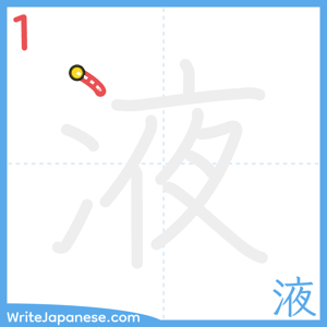 How to write "液" - stroke 1