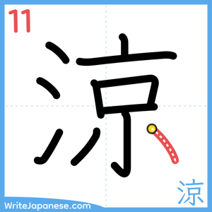 How to write "涼" - stroke 11