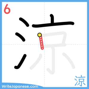 How to write "涼" - stroke 6