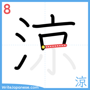 How to write "涼" - stroke 8