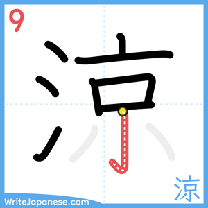 How to write "涼" - stroke 9