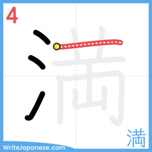 How to write "満" - stroke 4
