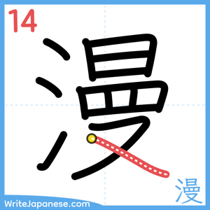 How to write "漫" - stroke 14