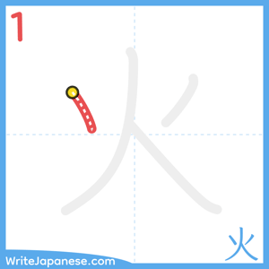 How to write "火" - stroke 1