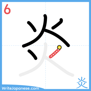 How to write "炎" - stroke 6