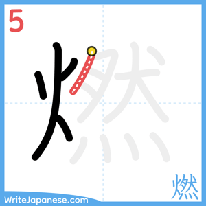How to write "燃" - stroke 5