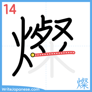 How to write "燦" - stroke 14
