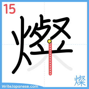 How to write "燦" - stroke 15
