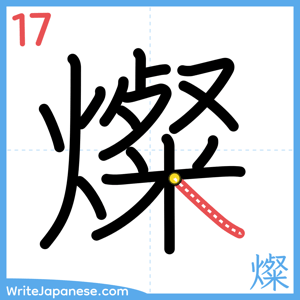 How to write "燦" - stroke 17