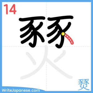 How to write "燹" - stroke 14