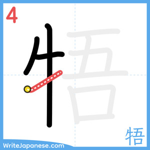 How to write "牾" - stroke 4