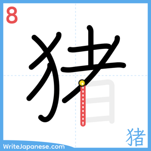 How to write "猪" - stroke 8