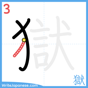 How to write "獄" - stroke 3
