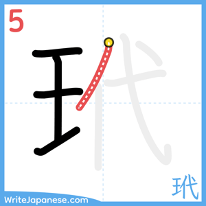 How to write "玳" - stroke 5