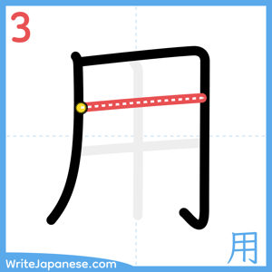 How to write "用" - stroke 3
