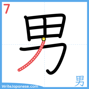 How to write "男" - stroke 7