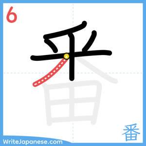How to write "番" - stroke 6