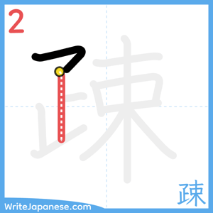 How to write "疎" - stroke 2