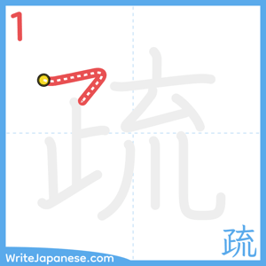 How to write "疏" - stroke 1