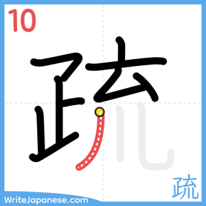 How to write "疏" - stroke 10