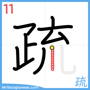How to write "疏" - stroke 11