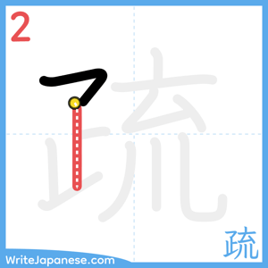 How to write "疏" - stroke 2