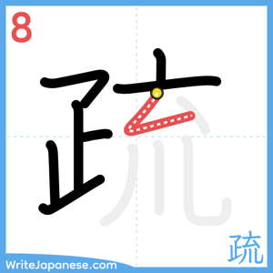 How to write "疏" - stroke 8
